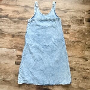 Bimba Y Lola Women's Scoop Back Pinafore Jumper‎ Denim Midi Dress, Light Wash, M